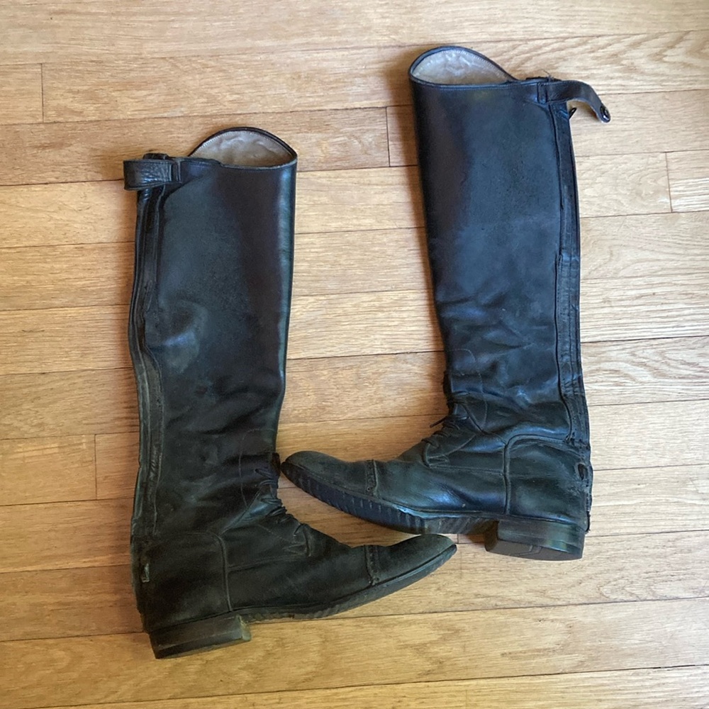 Der dau tall equestrian riding boots, vintage , slim calf